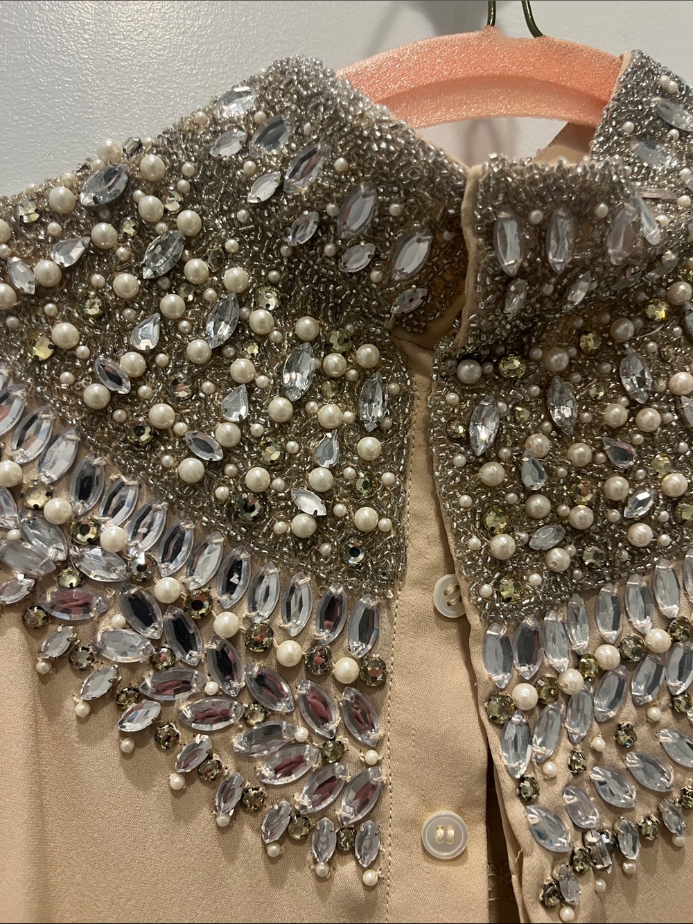 Haute Hippie Champagne Beaded Mock Neck Sleeveless Top - Picture 10 of 15